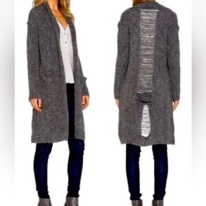 Current/Elliott Charcoal Open-Front Cardigan